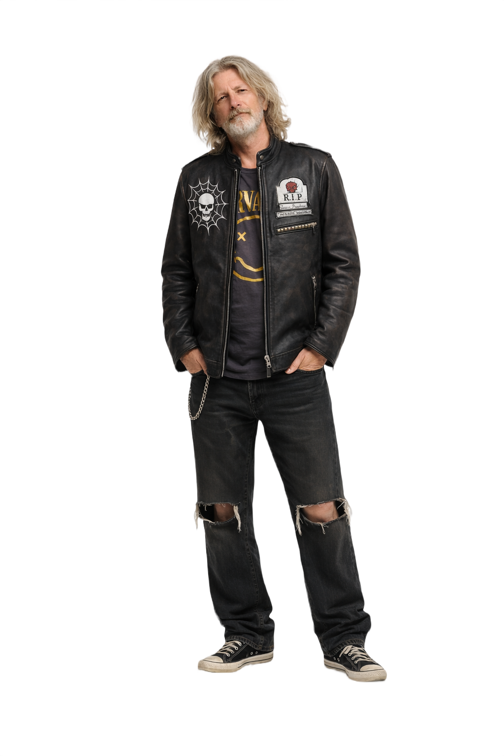 1990s Black Leather Jacket - Model