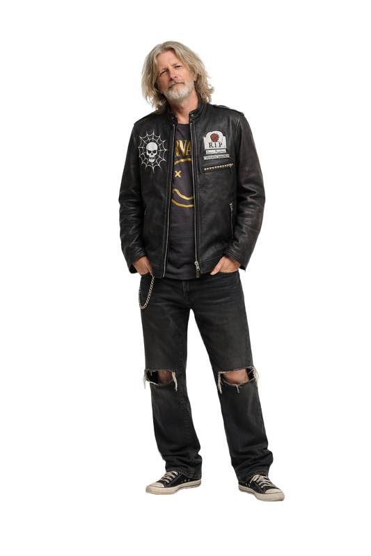 1990s Black Leather Jacket - Model