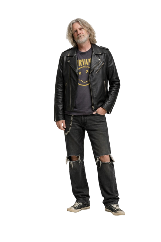 1990s Black Leather Jacket - Model