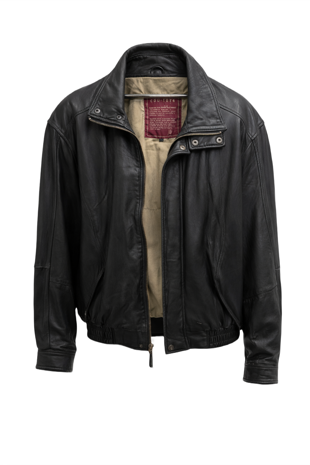 1990s Black Leather Jacket - Front View