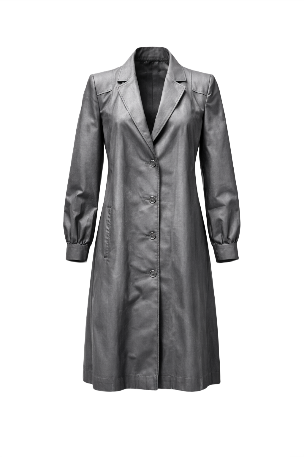 1980s Gray Synthetic Coat - Front View