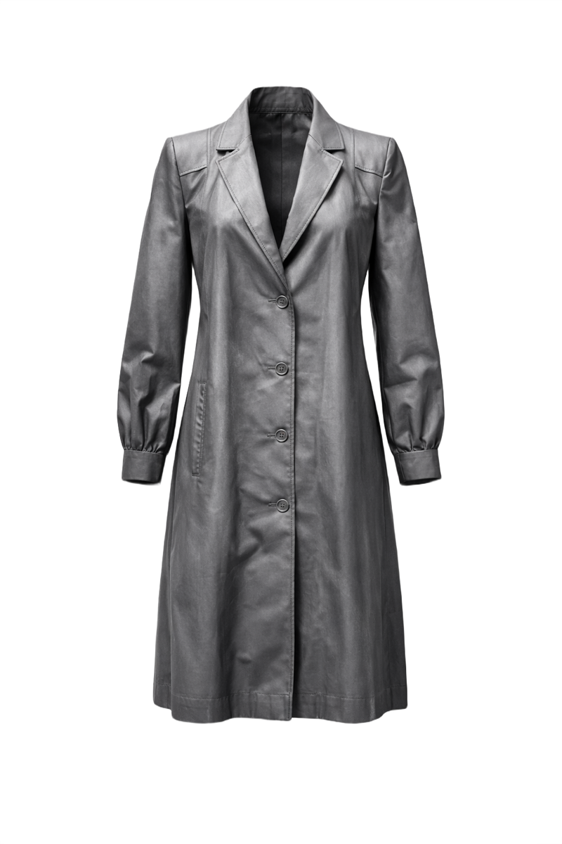1980s Gray Synthetic Coat - Front View