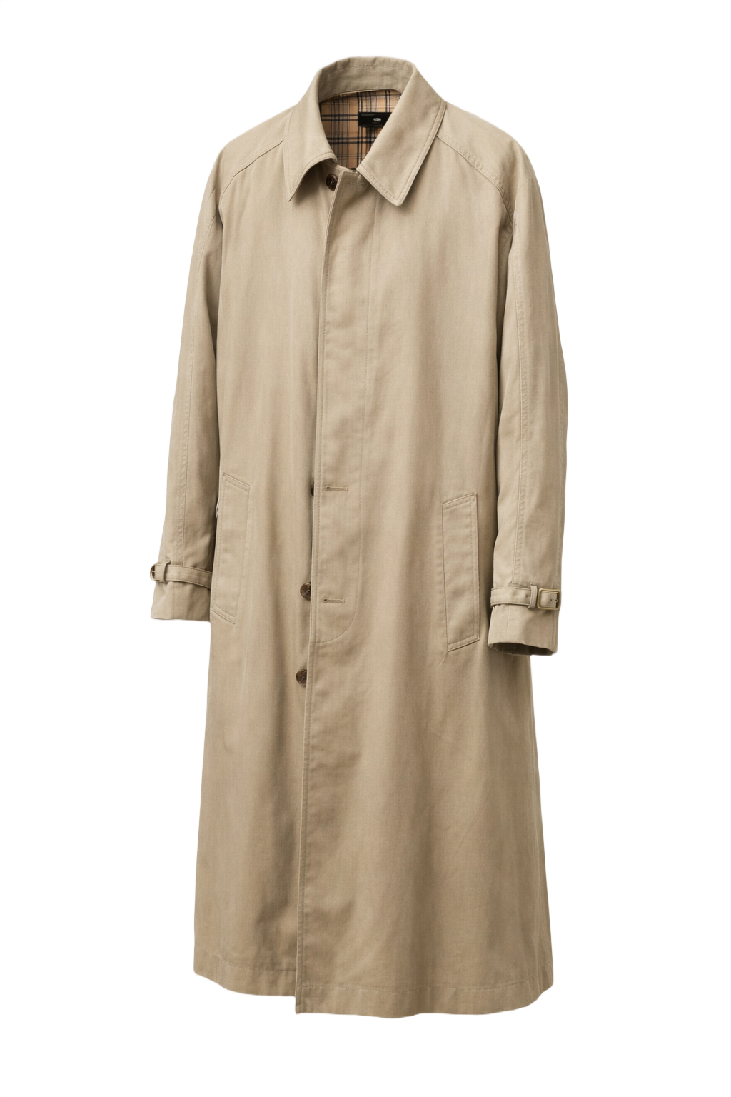 1980s Beige Cotton Trench Coat - Front View
