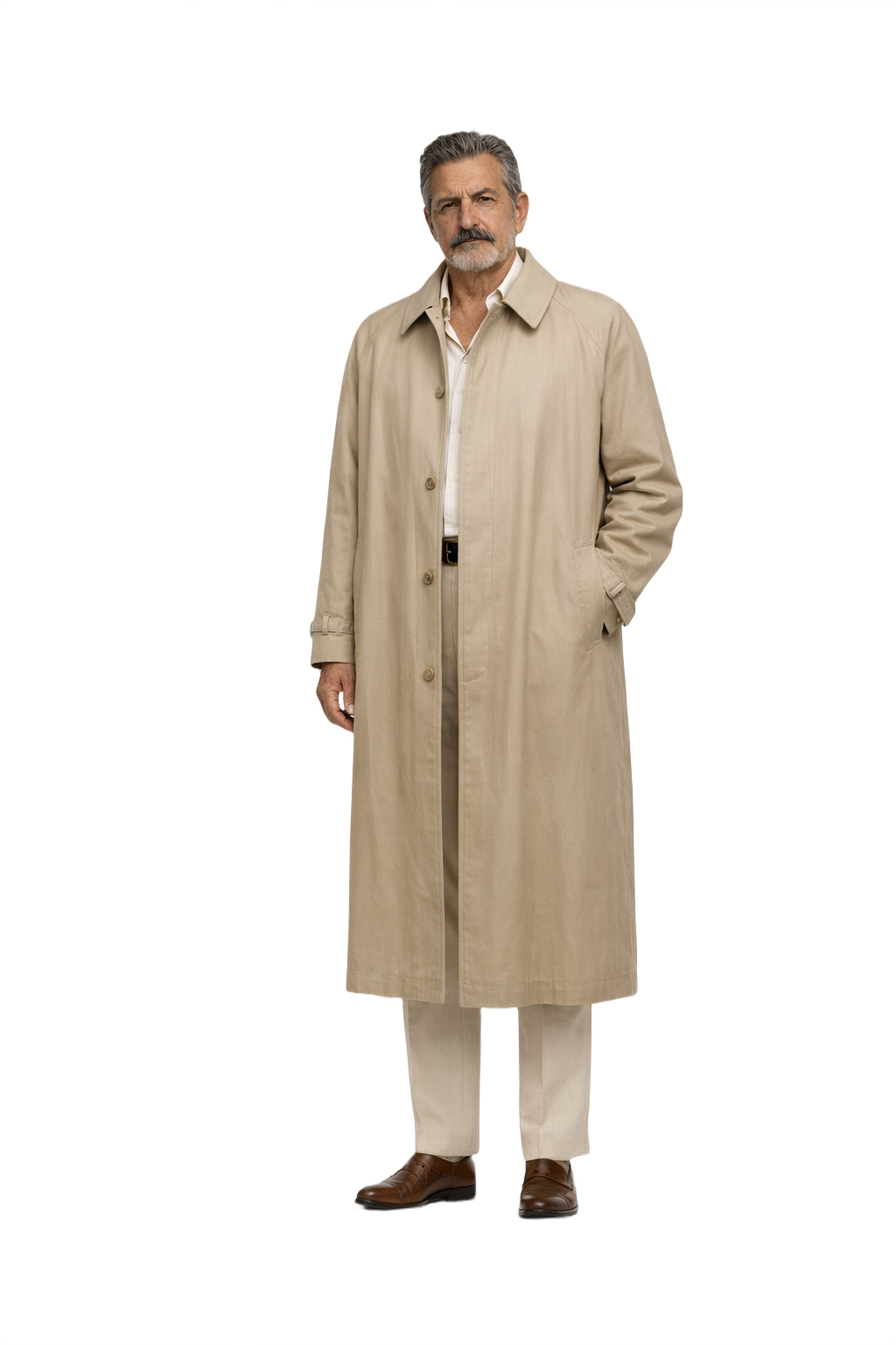 1980s Beige Cotton Trench Coat - Model