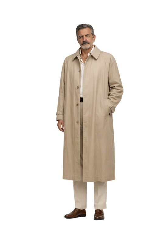 1980s Beige Cotton Trench Coat - Model