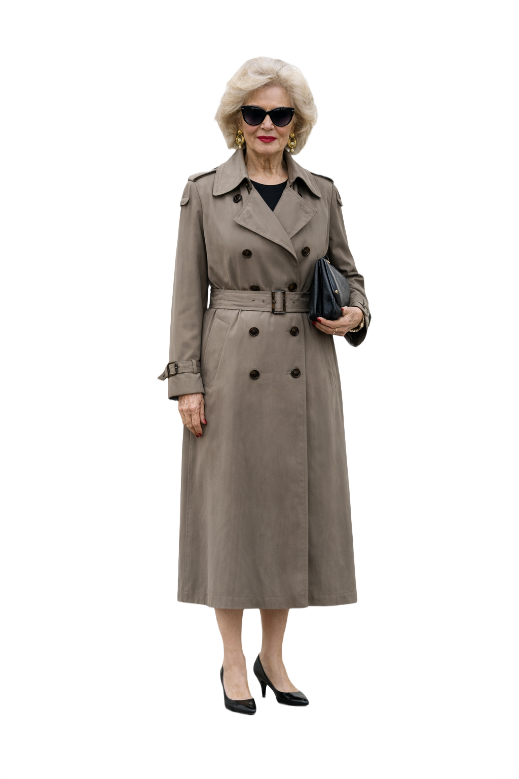 1980s Taupe Cotton Trench Coat - Model