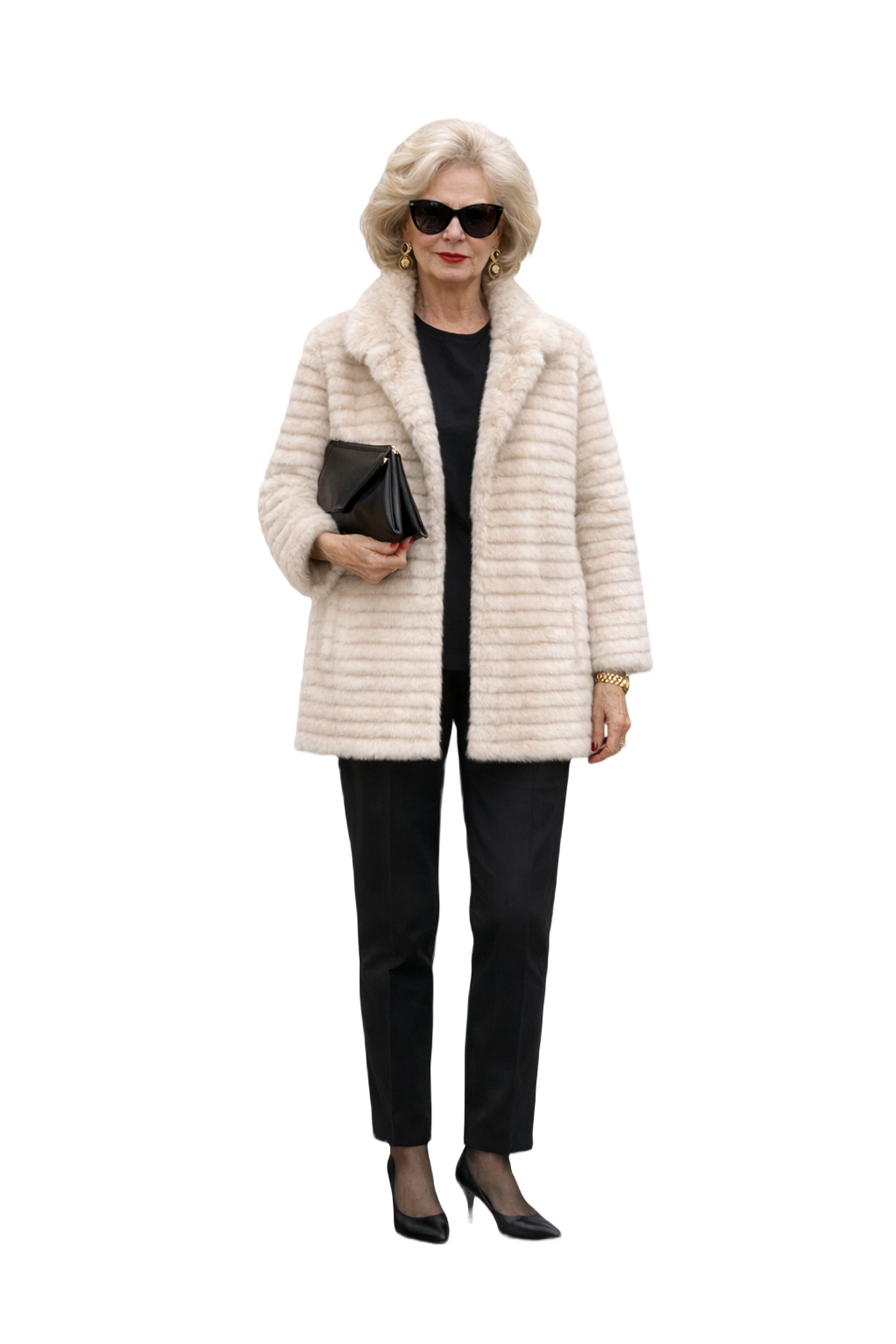 1980s Light Gray Fur Coat - Model
