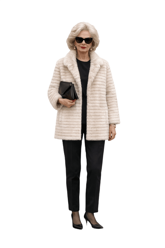 1980s Light Gray Fur Coat - Model