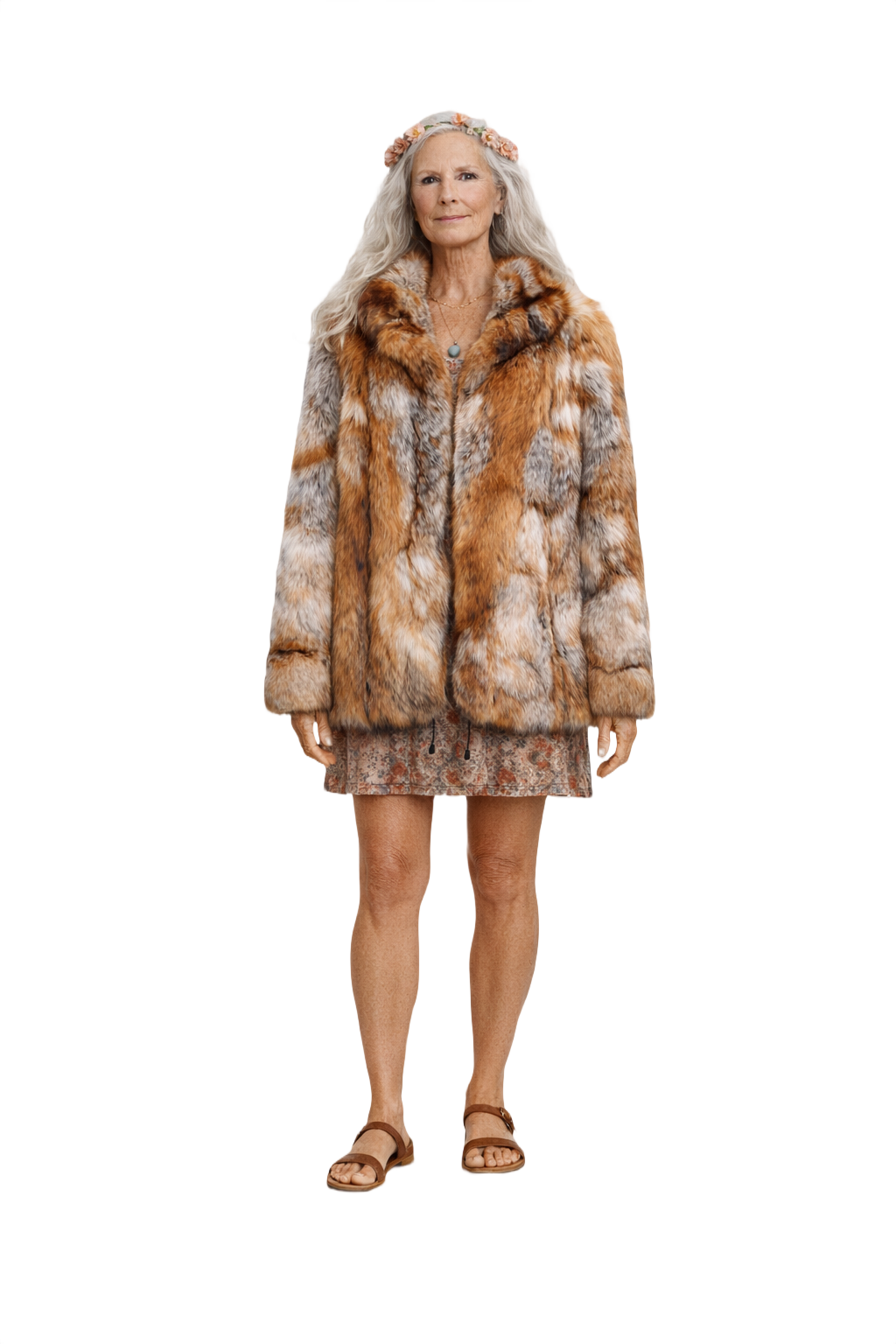 1970s Multi-Colored Fur Fur Coat - Model