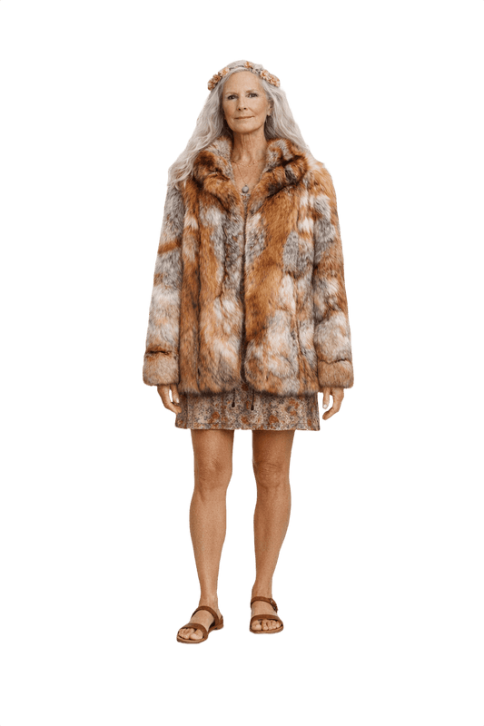 1970s Multi-Colored Fur Fur Coat - Model