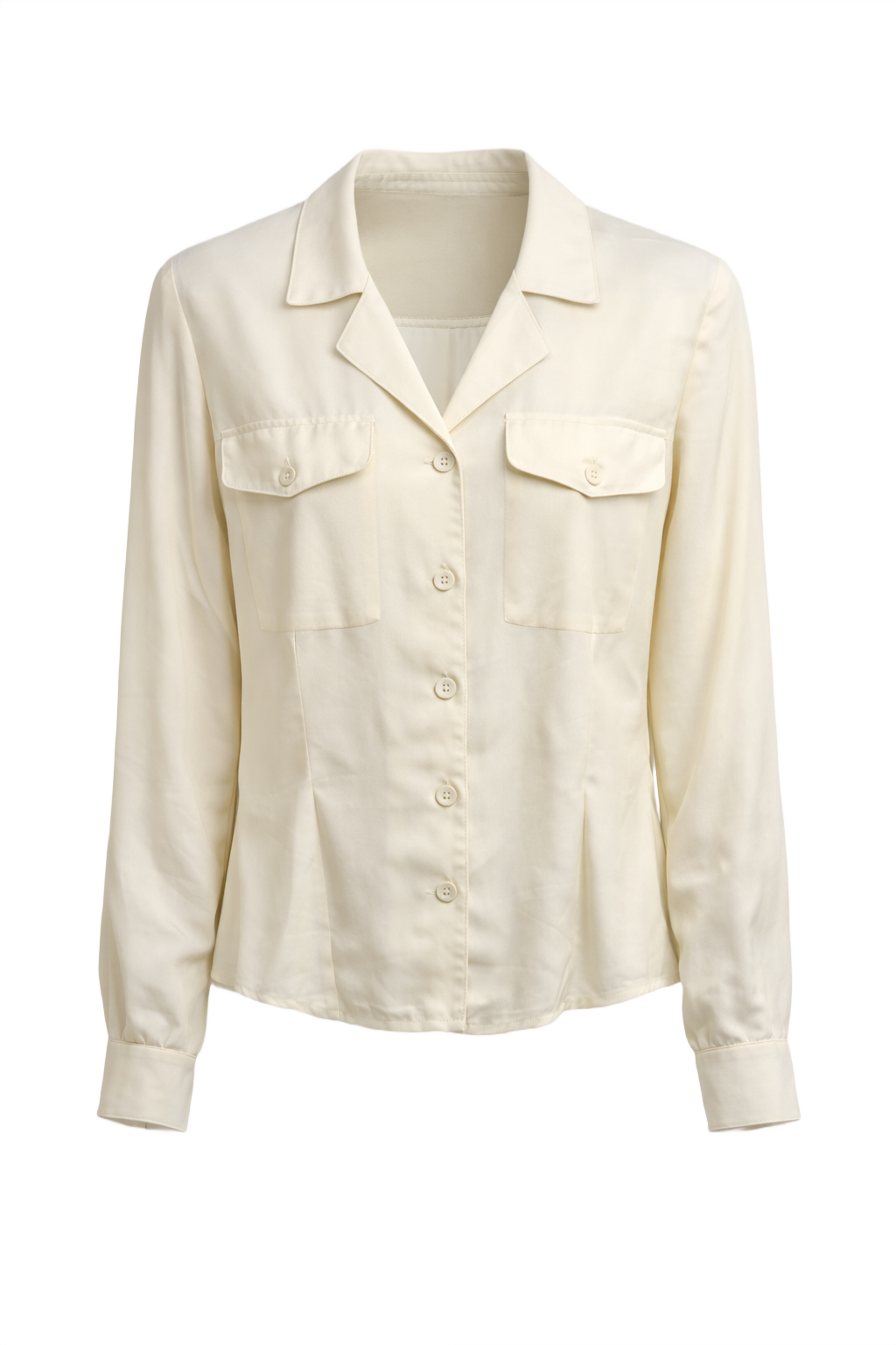 1980s Cream Silk Blouse - Front View