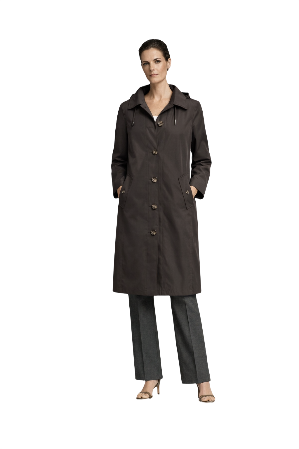 1990s Brown Polyester Coat - Model