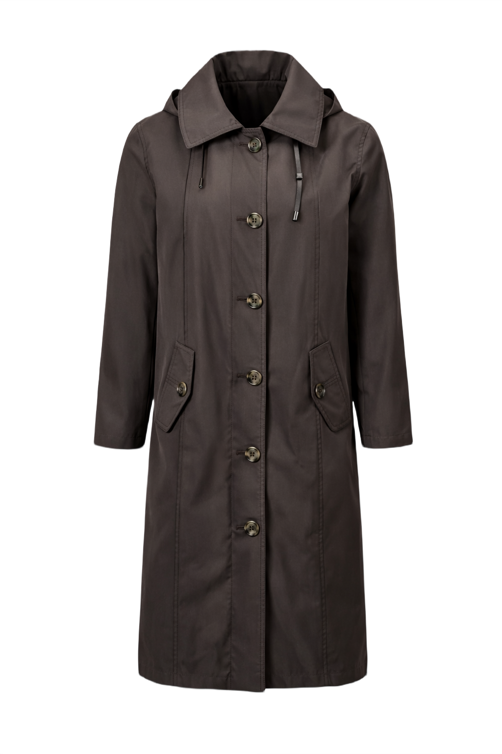 1990s Brown Polyester Coat - Front View
