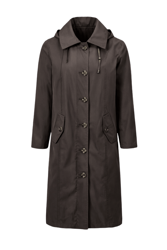 1990s Brown Polyester Coat - Front View