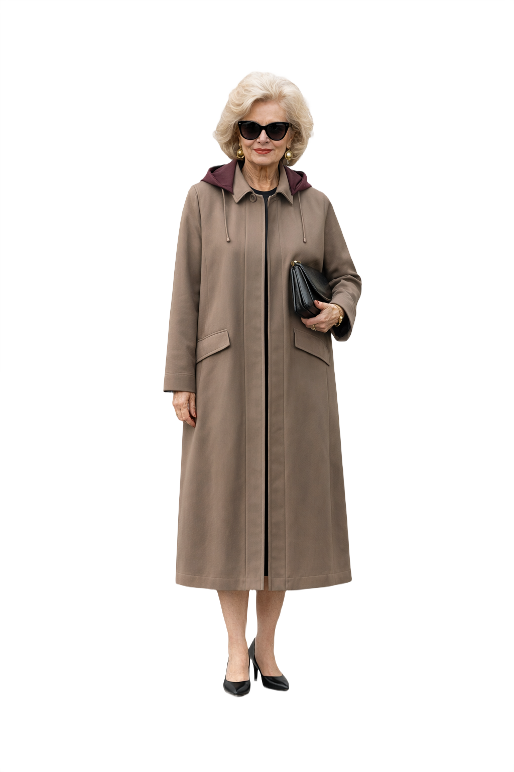 1980s Taupe Wool Coat - Model