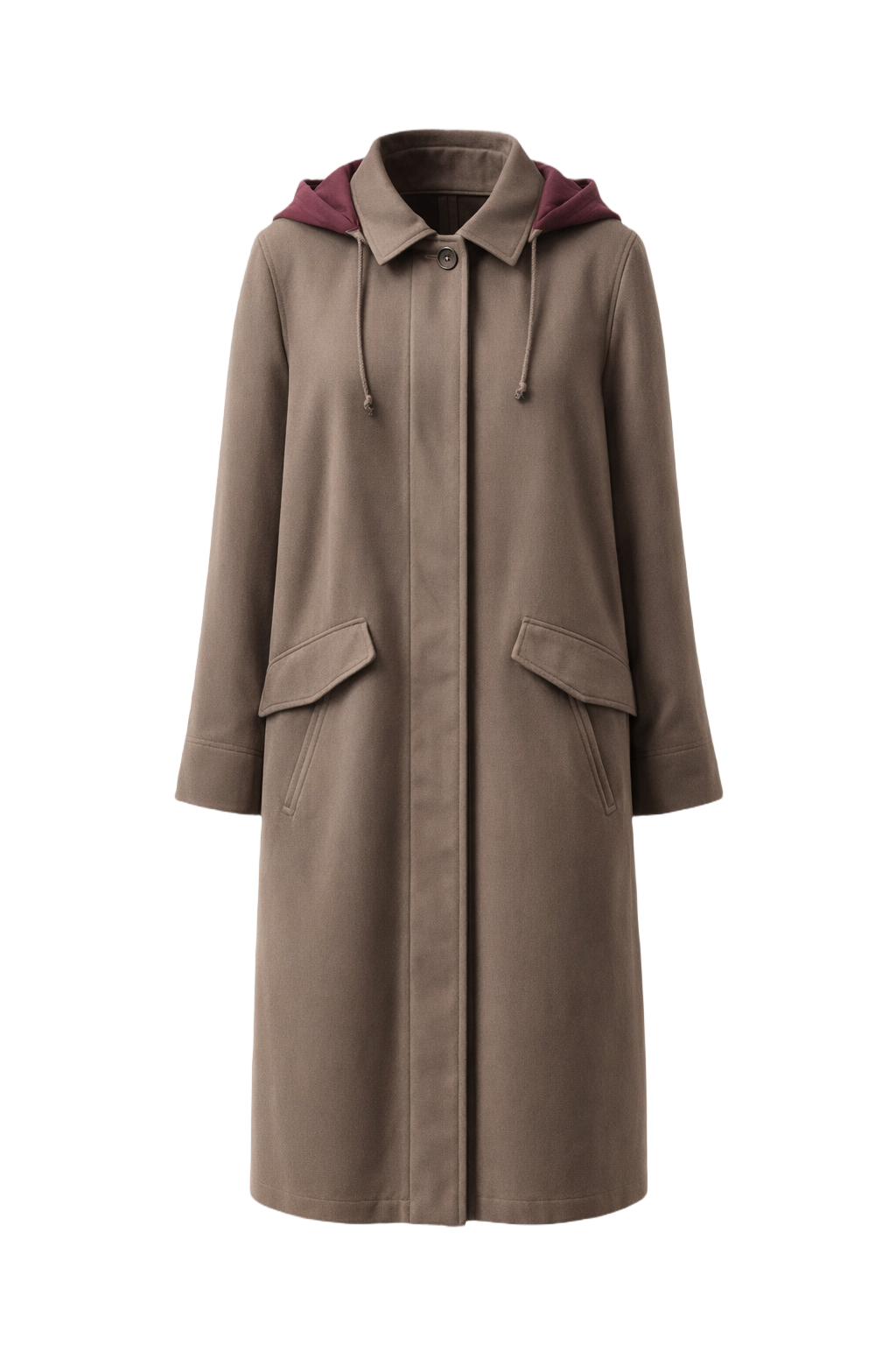 1980s Taupe Wool Coat - Front View