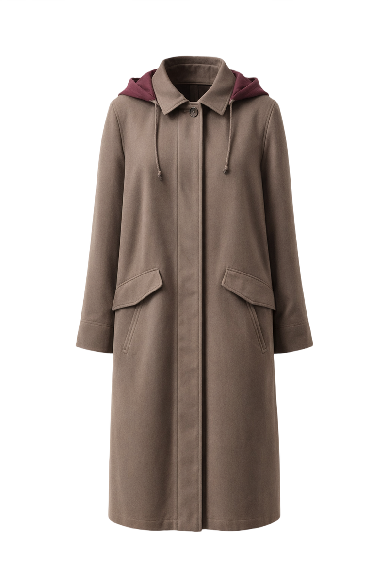 1980s Taupe Wool Coat - Front View