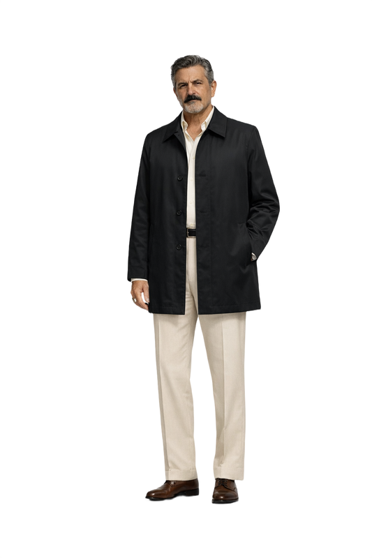 1980s Black Cotton Coat - Model