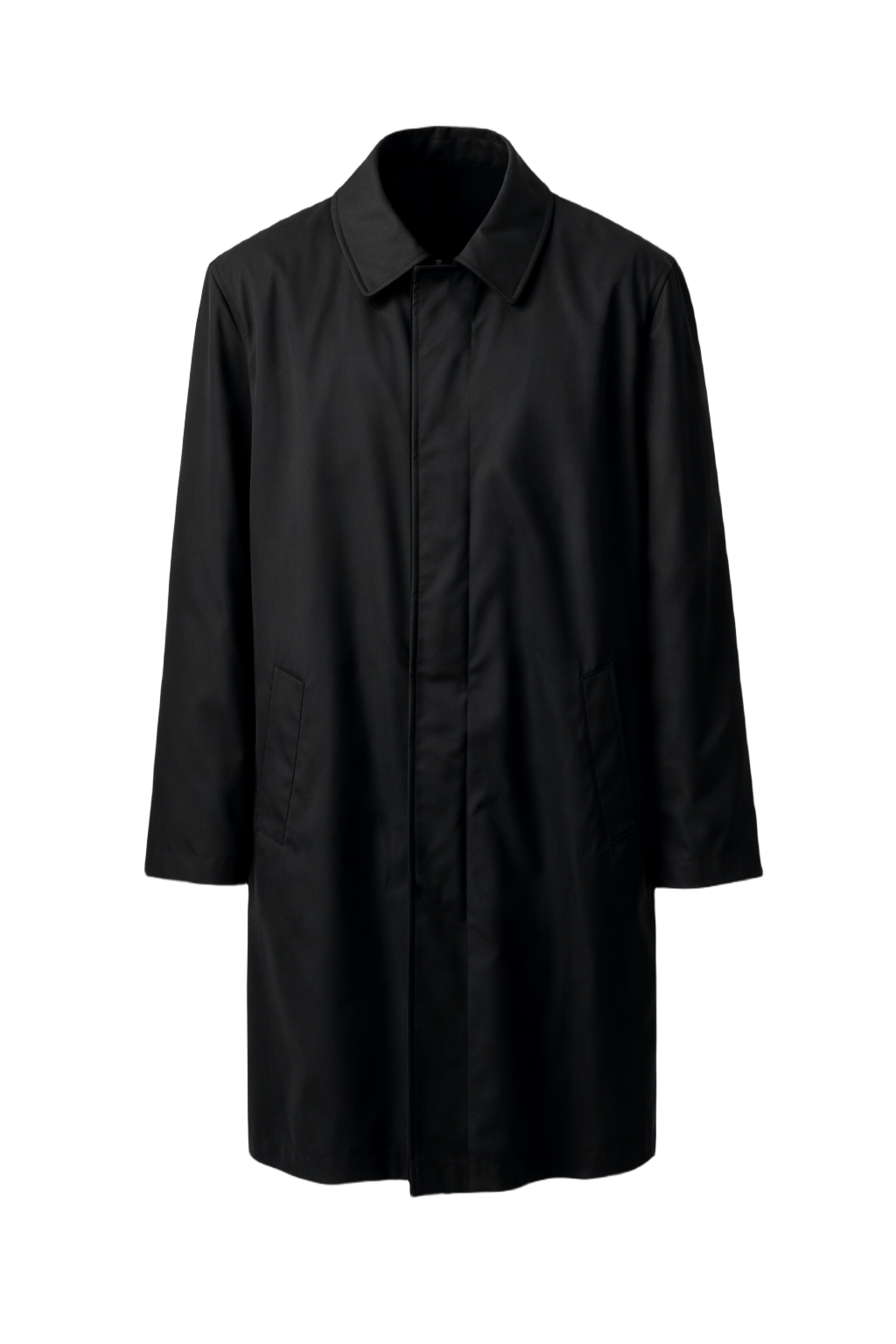 1980s Black Cotton Blend Coat - Front View