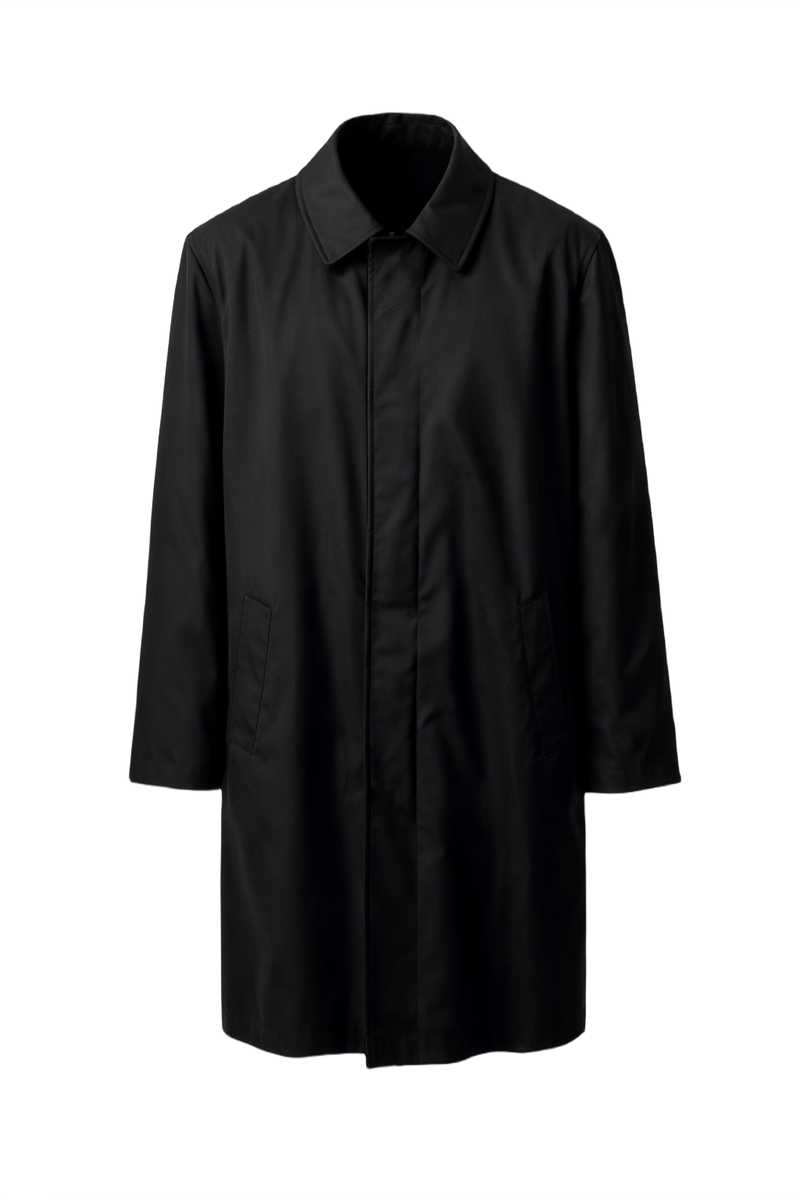1980s Black Cotton Blend Coat - Front View