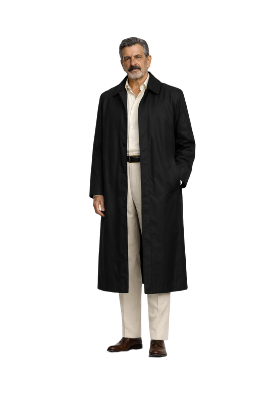1980s Black Cotton Blend Coat - Model
