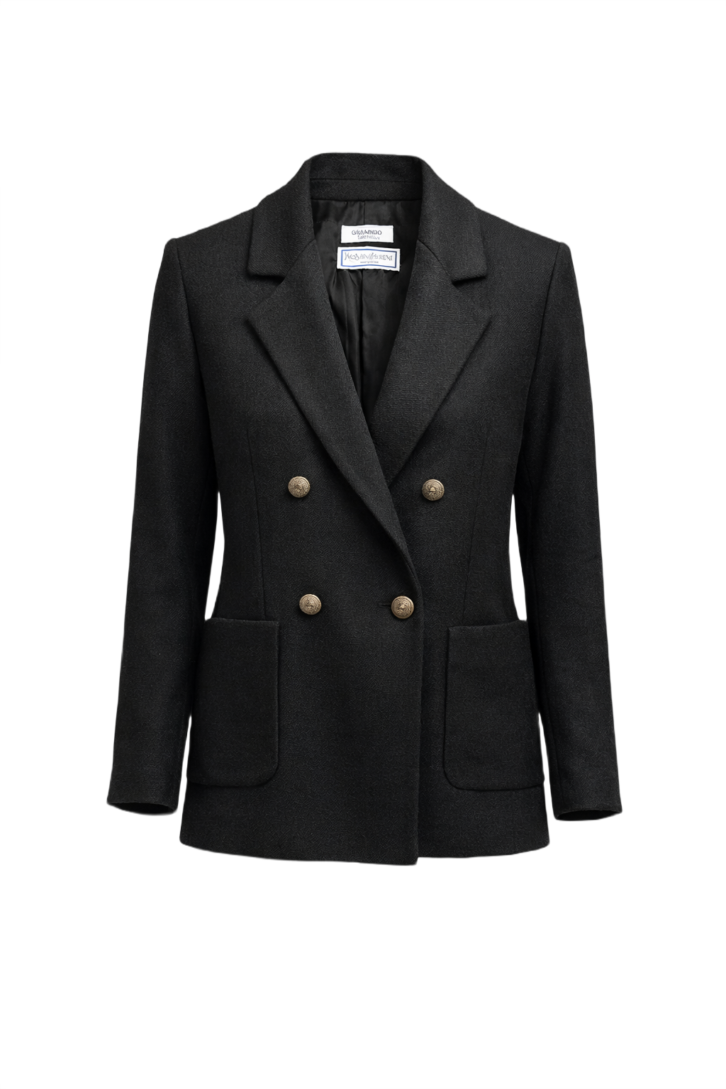 1980s Black Wool Blazer - Front View