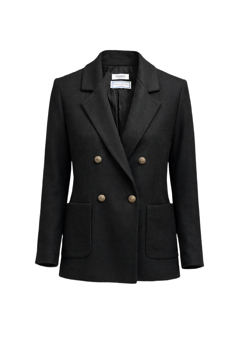 1980s Black Wool Blazer - Front View
