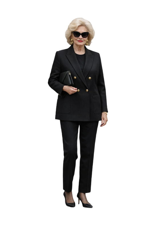 1980s Black Wool Blazer - Model