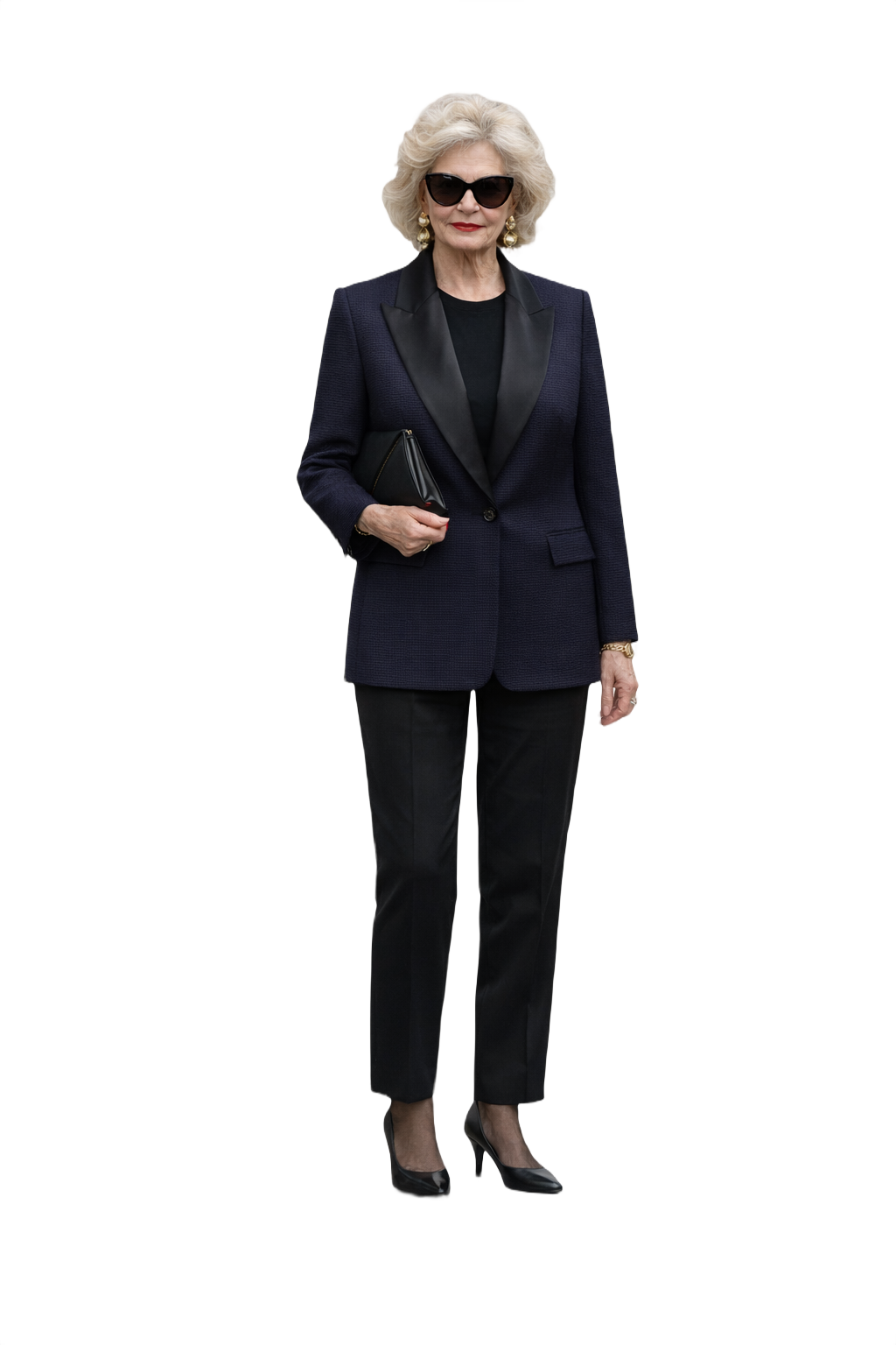 1980s Deep Navy Synthetic Blend Blazer - Model
