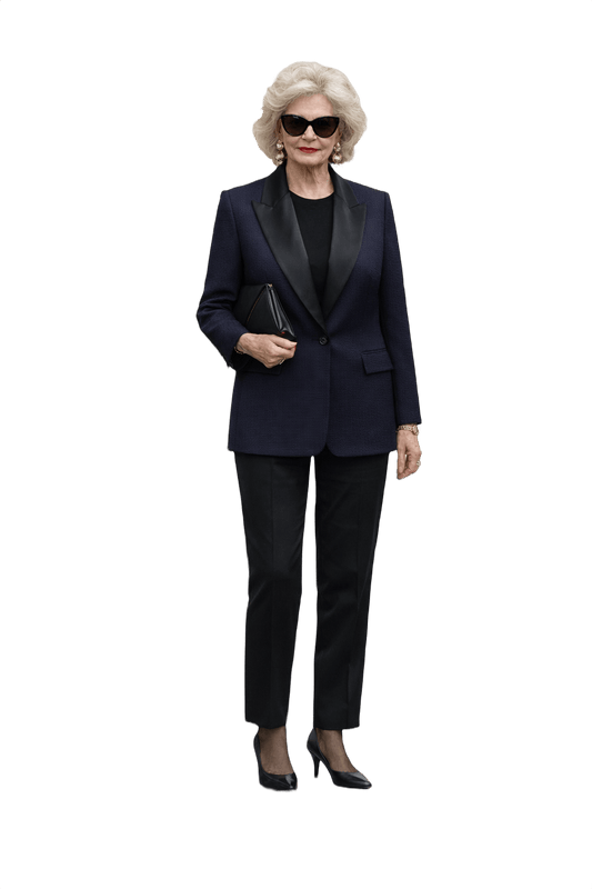 1980s Deep Navy Synthetic Blend Blazer - Model