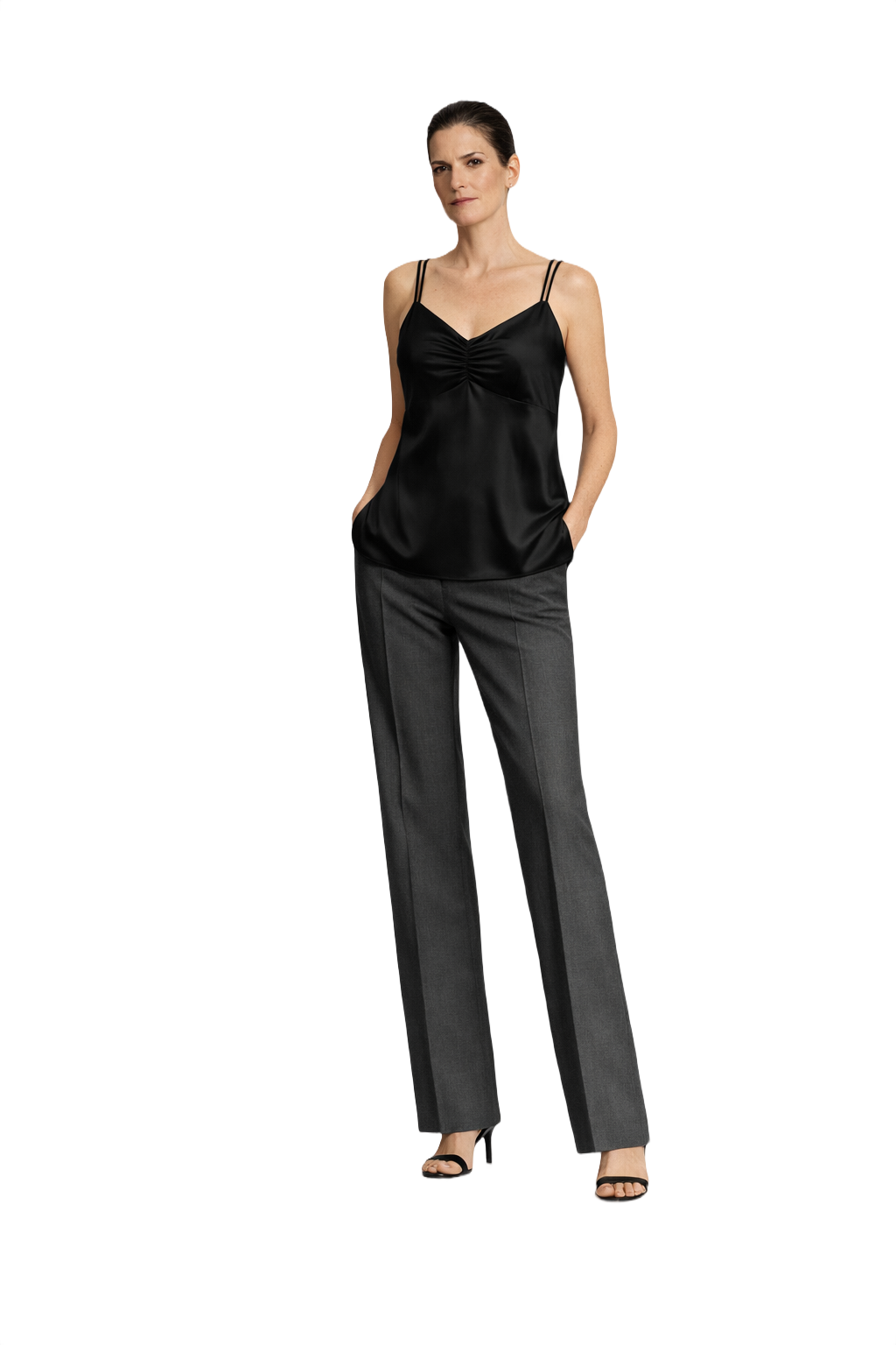 1990s Black Satin Camisole - Model