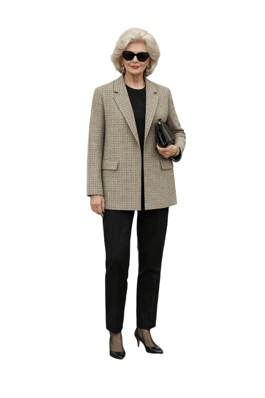 1980s Black and White Wool Blazer - Model