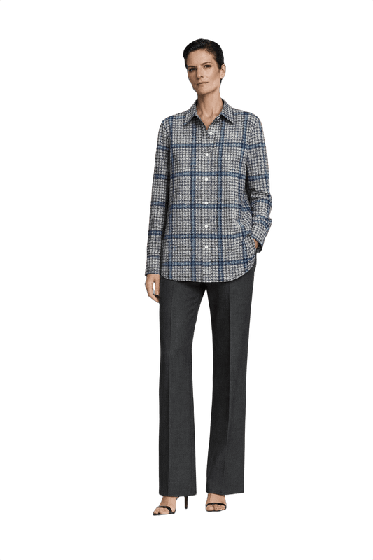 1990s Black Blue Polyester Shirt - Model