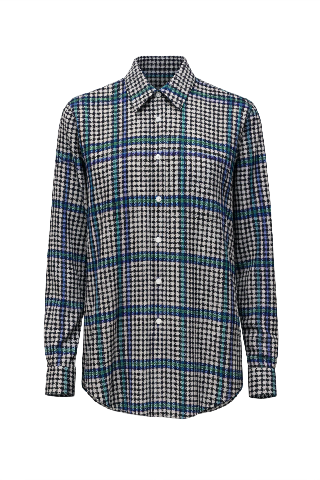 1990s Black Blue Polyester Shirt - Front View