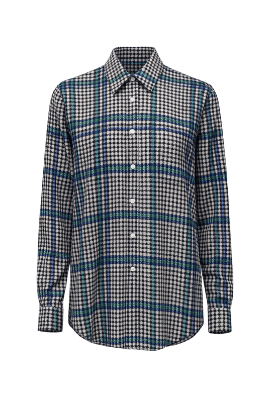 1990s Black Blue Polyester Shirt - Front View