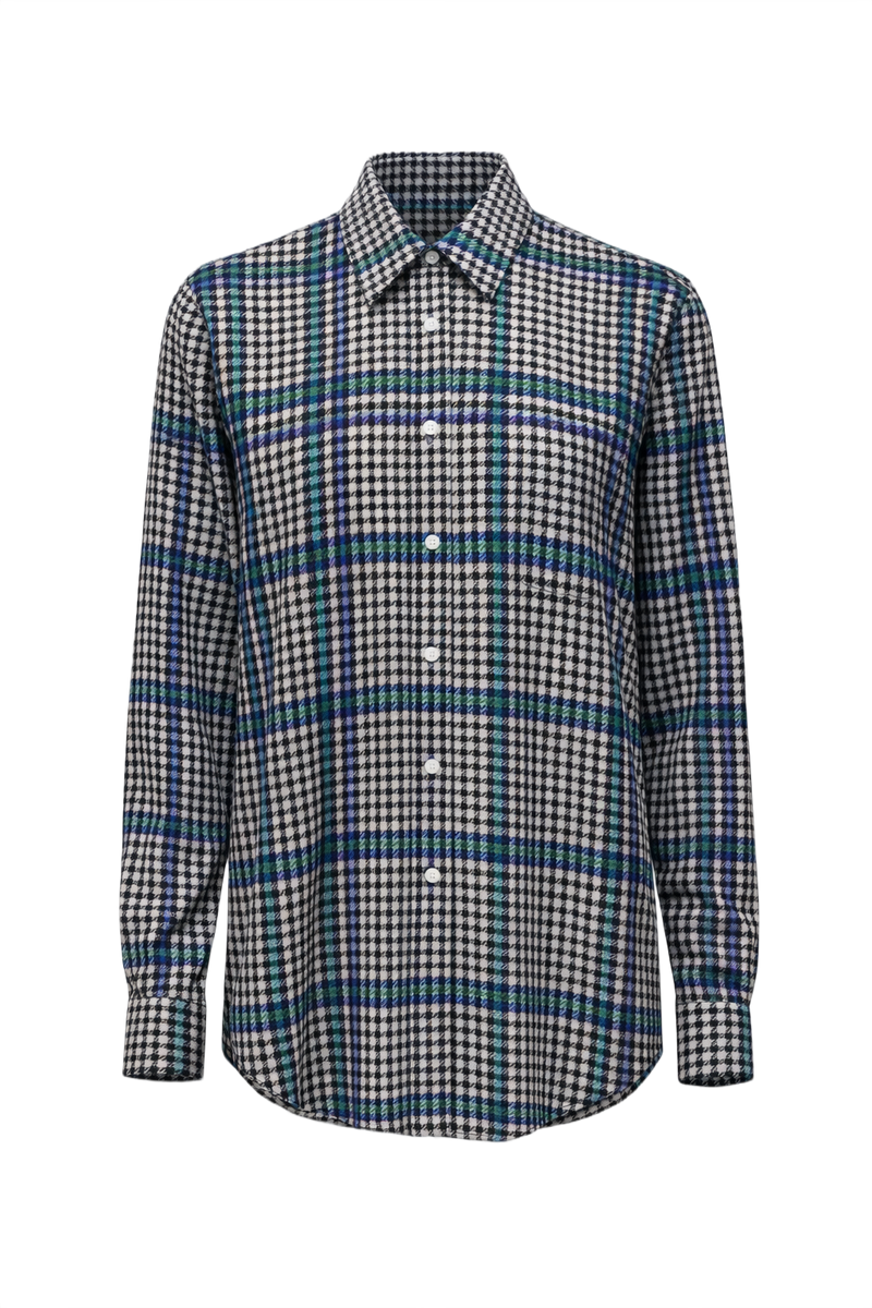 1990s Black Blue Polyester Shirt - Front View