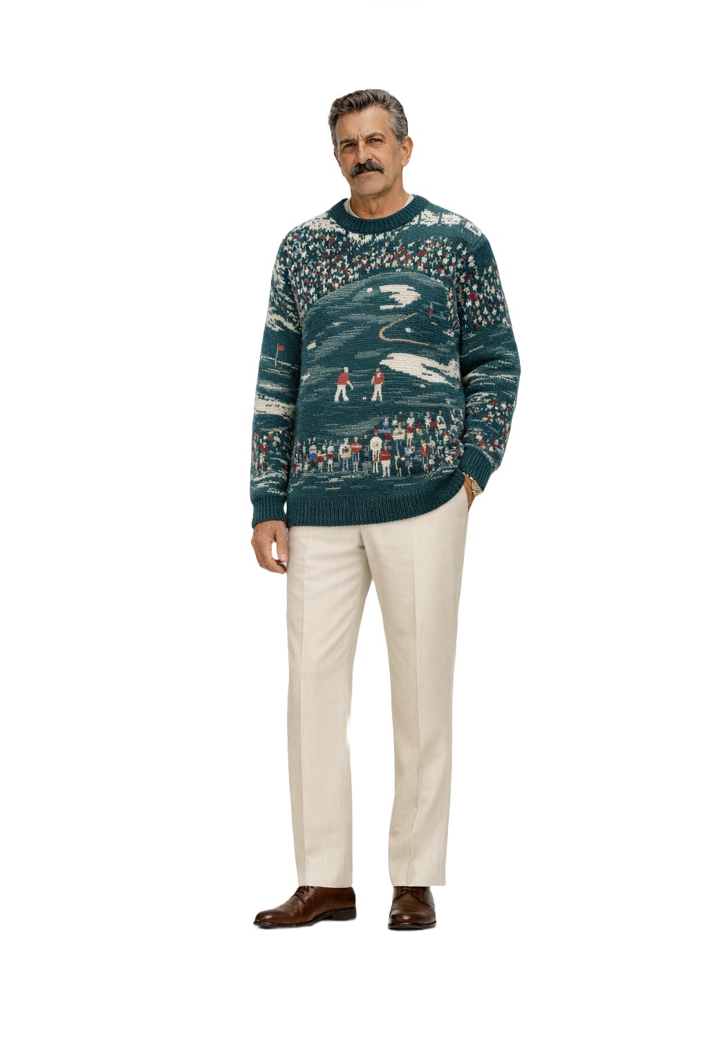 1980s Dark Green Acrylic Sweater - Model
