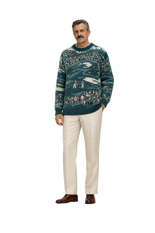 1980s Dark Green Acrylic Sweater - Model