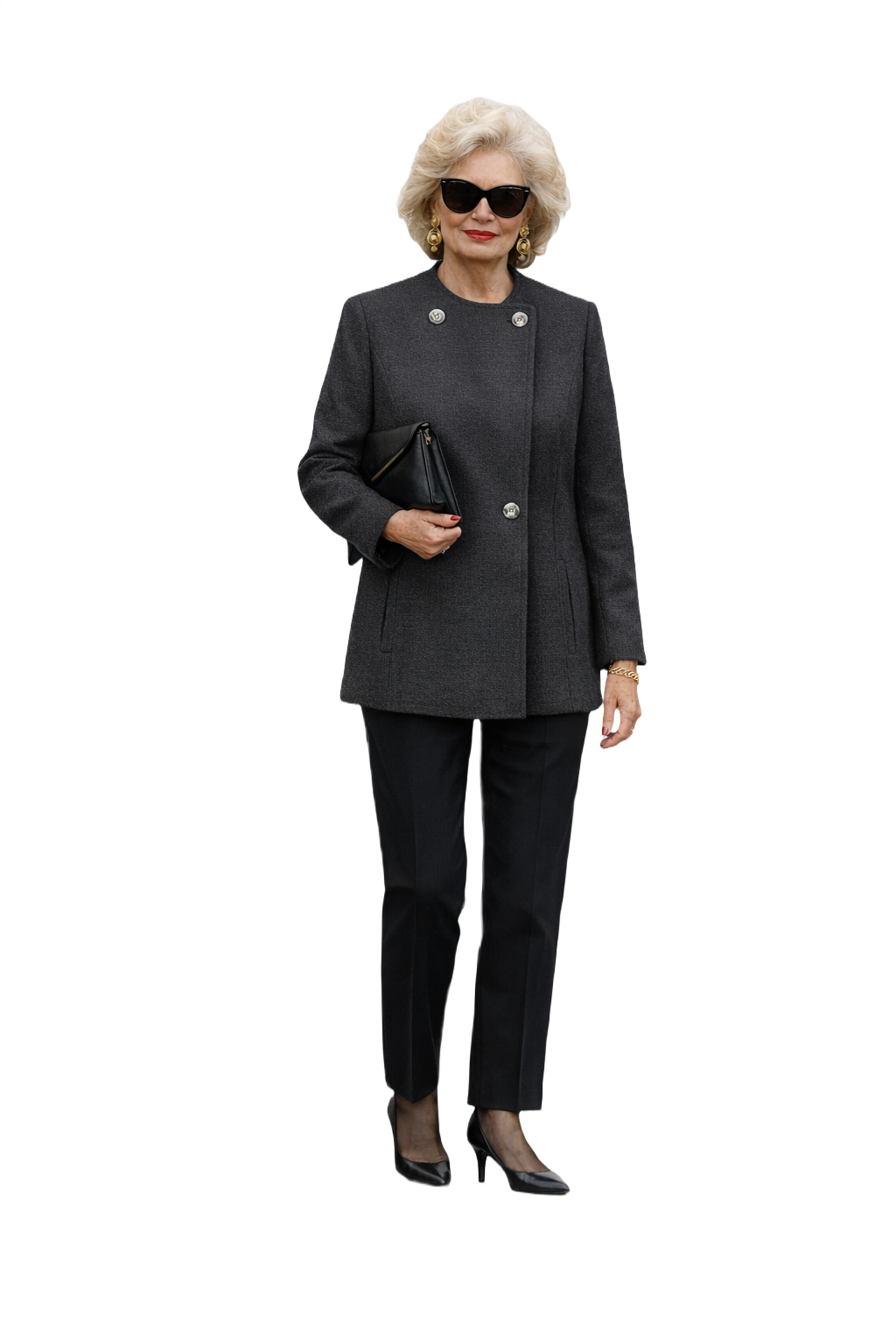 1980s Charcoal Grey Wool Blazer - Model