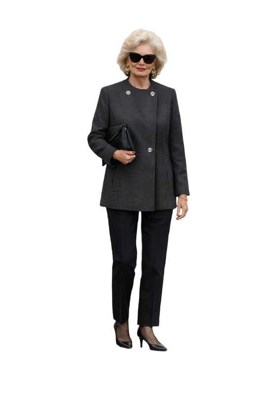 1980s Charcoal Grey Wool Blazer - Model