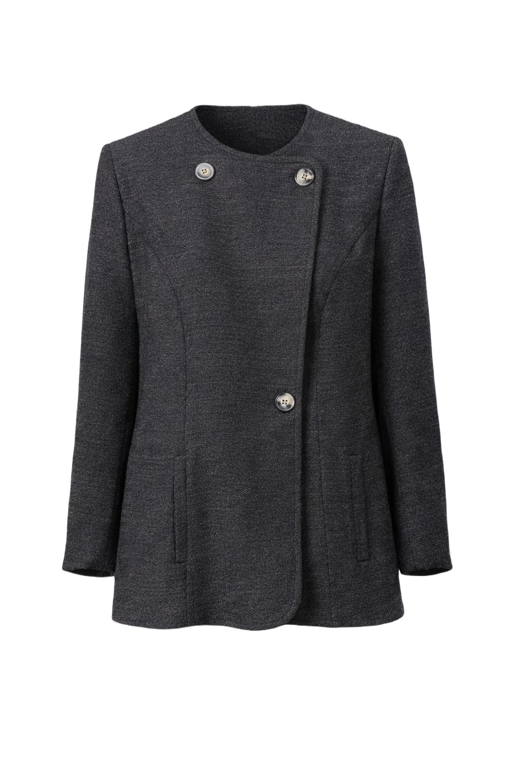 1980s Charcoal Grey Wool Blazer - Front View
