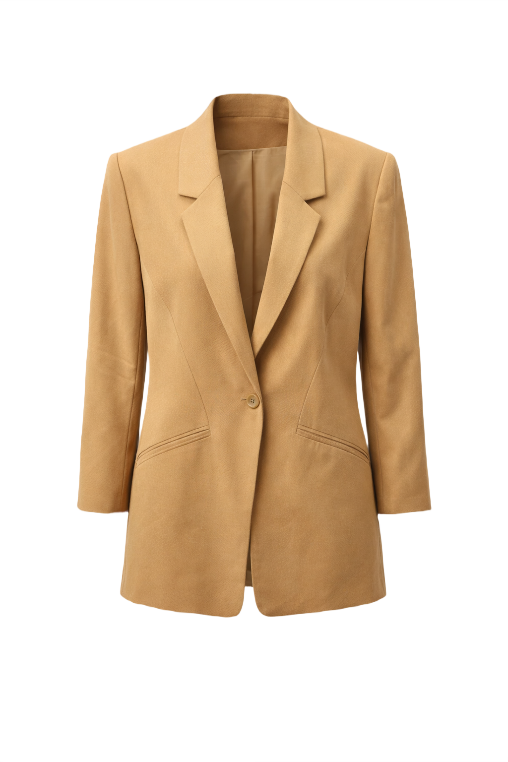 1990s Camel Wool Blazer - Front View