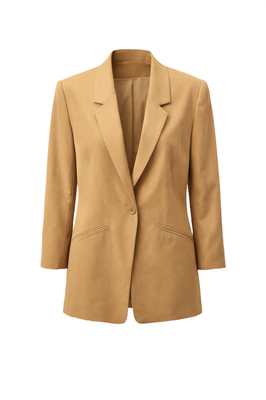1990s Camel Wool Blazer - Front View