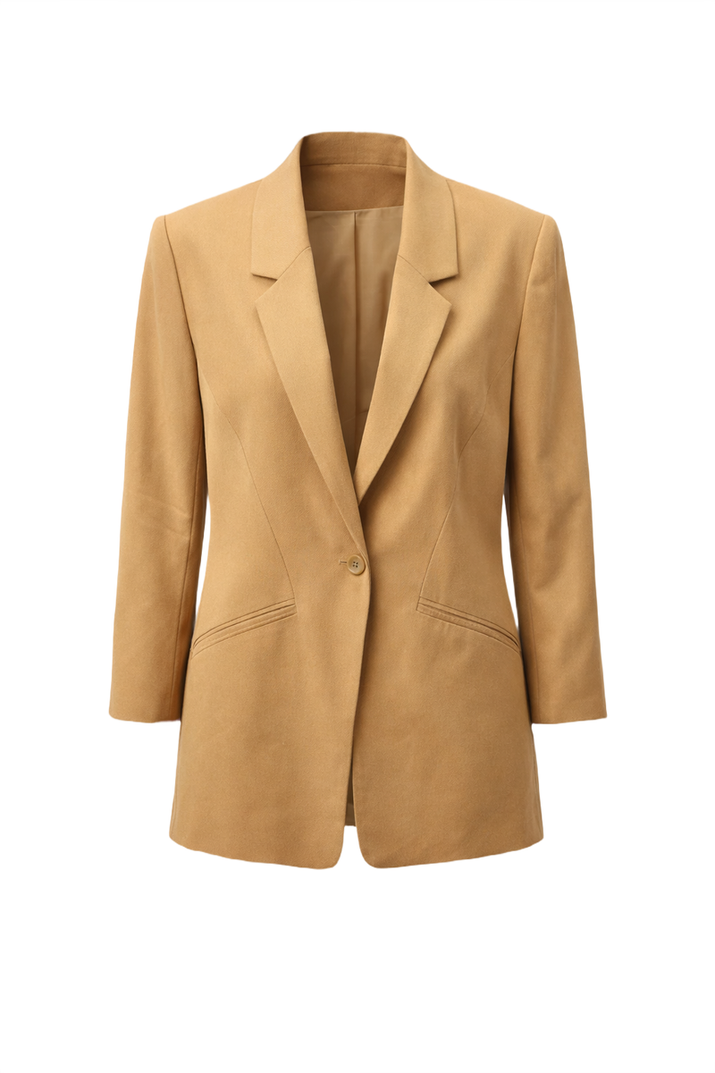 1990s Camel Wool Blazer - Front View