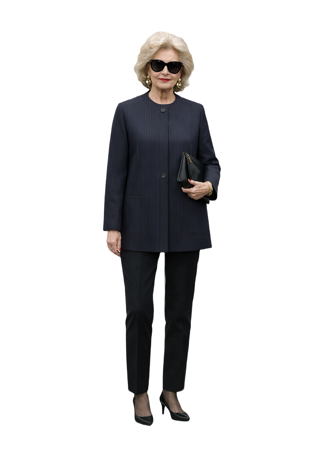 1980s Navy Blue Wool Blazer - Model