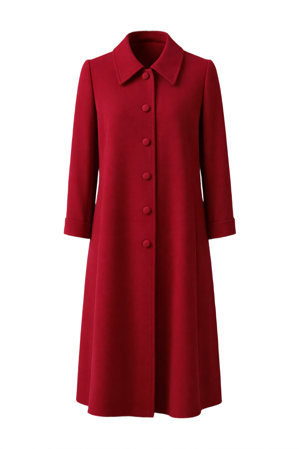 1980s Red Wool Coat - Front View