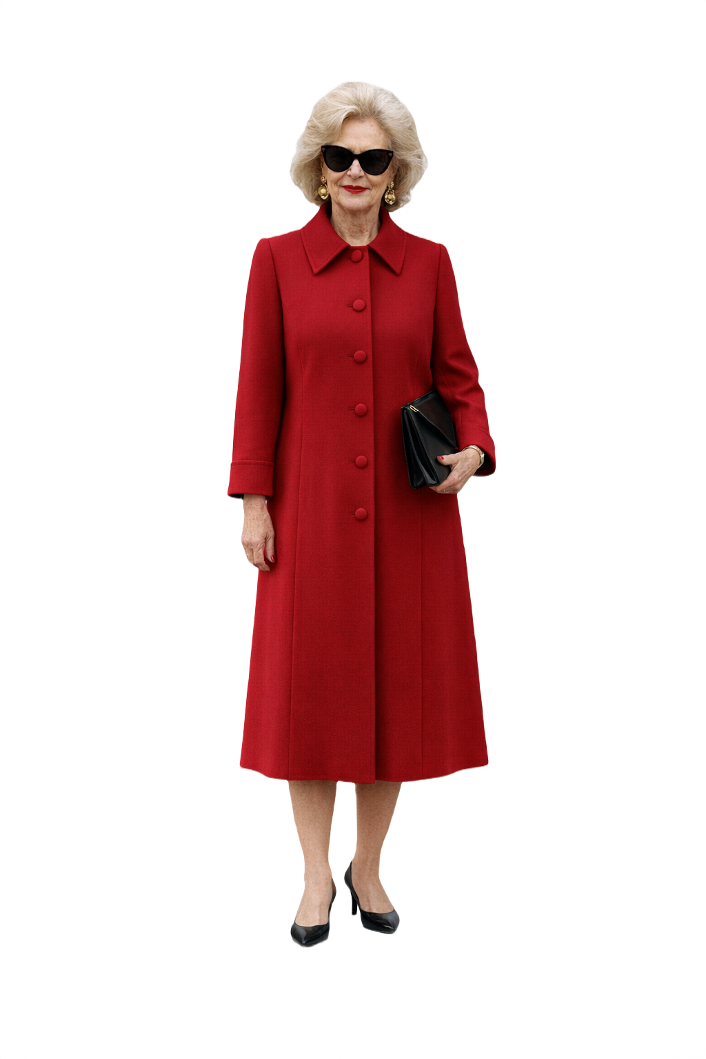 1980s Red Wool Coat - Model