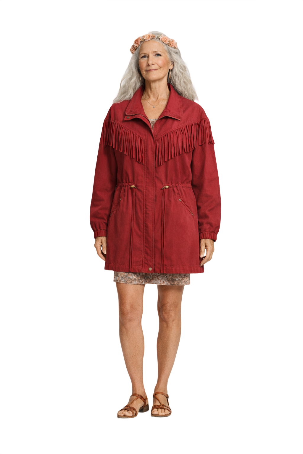 1970s Red Silk Jacket - Model