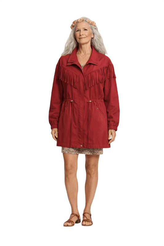1970s Red Silk Jacket - Model