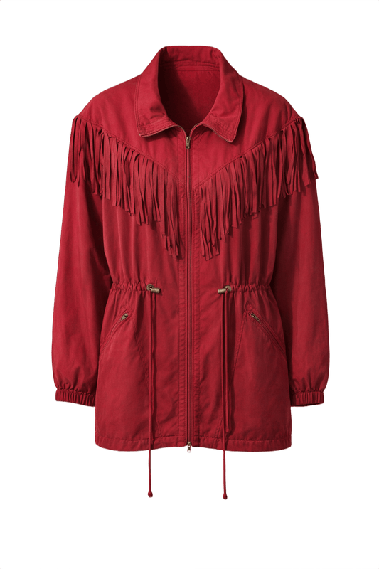 1970s Red Silk Jacket - Front View